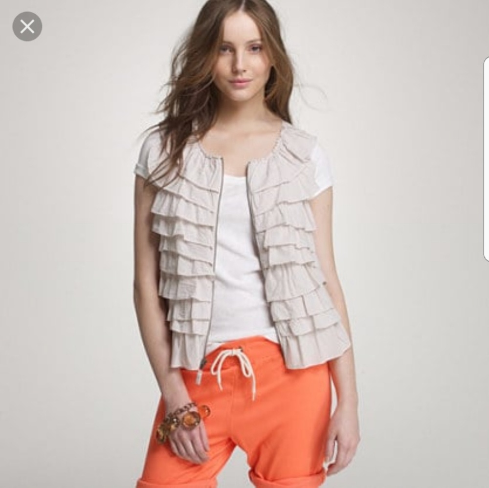 NWT •J.CREW• Chambray Ruffled Vest